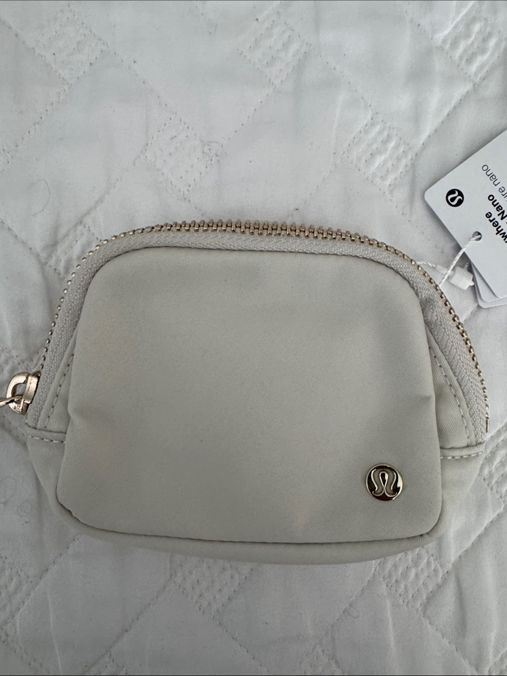 lululemon athletica Cream Zip Cosmetic Pouch with Gold Accent